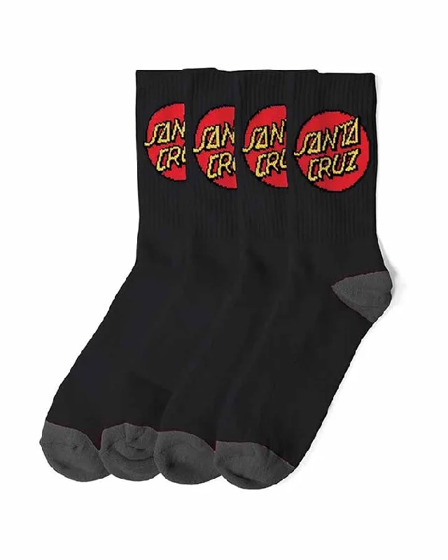 Cozy ribbed socks-Santa Cruz - Classic Dot 4 Pack Youth Socks Black