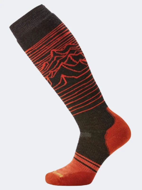 Athletic white socks-Smartwool Iguchi Pattern Unisex Skiing Sock Charcoal