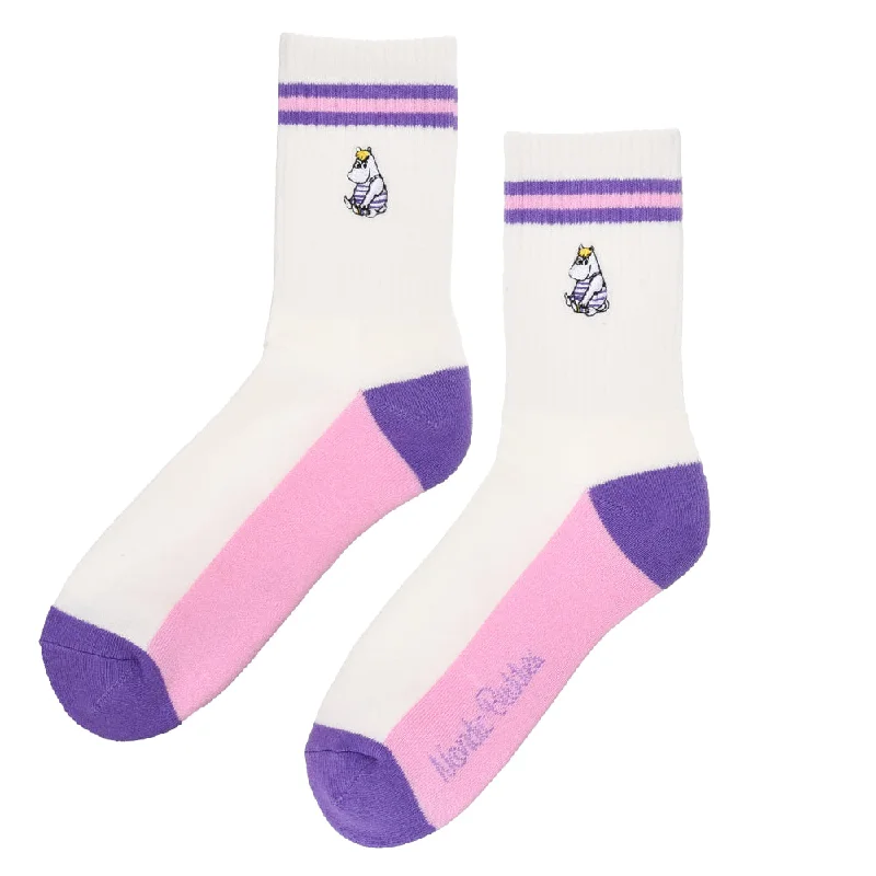 Compression bamboo socks-Snorkmaiden Ladies Embroidery Socks White - Nordicbuddies