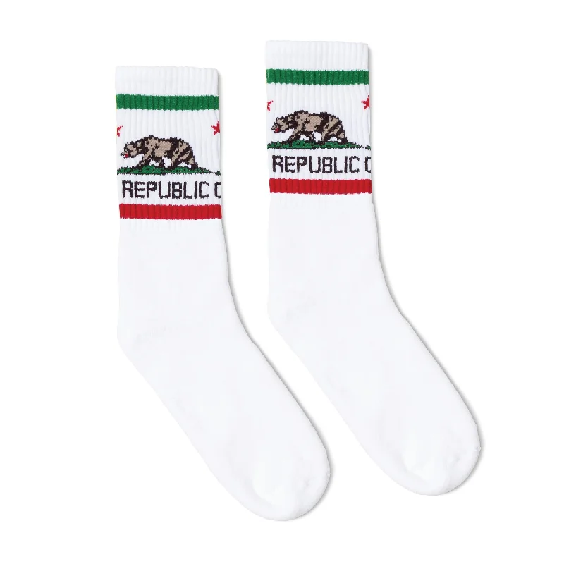 Warm wool crew-Cali Bear Socks | White