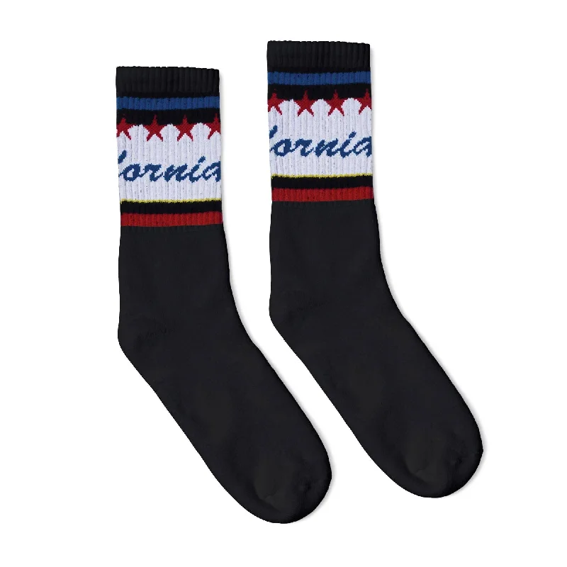 Plush holiday socks-Cali Words Socks | Black