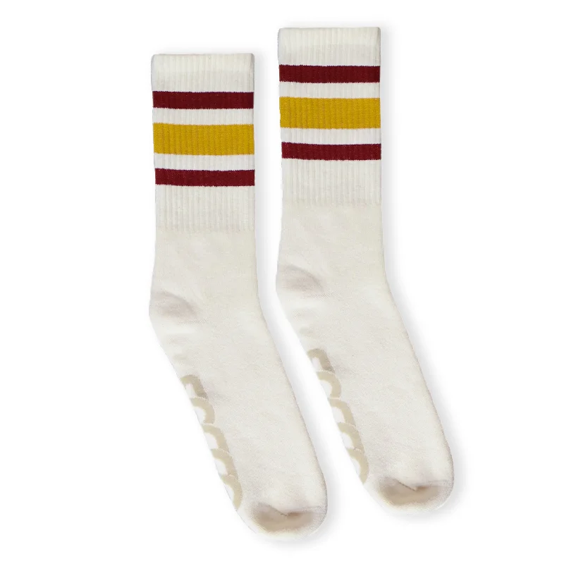 Cozy animal socks-SOCCO Naturals | Cardinal Red and Brass Striped