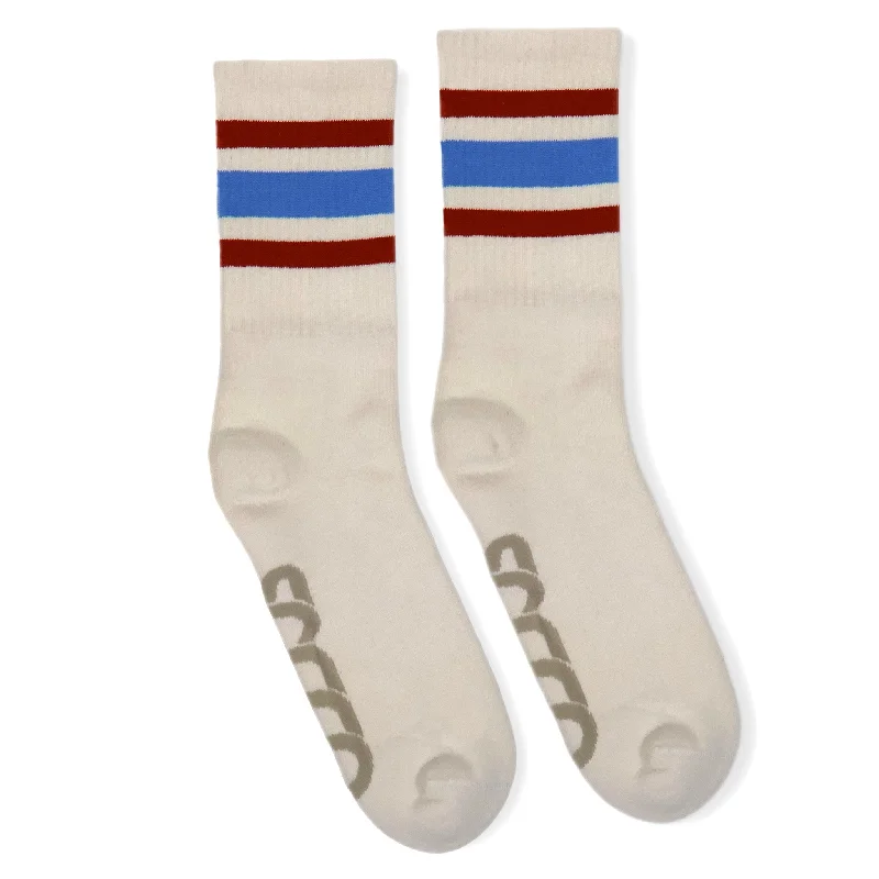 Premium linen socks-SOCCO Naturals | Columbia Blue & Rust Striped