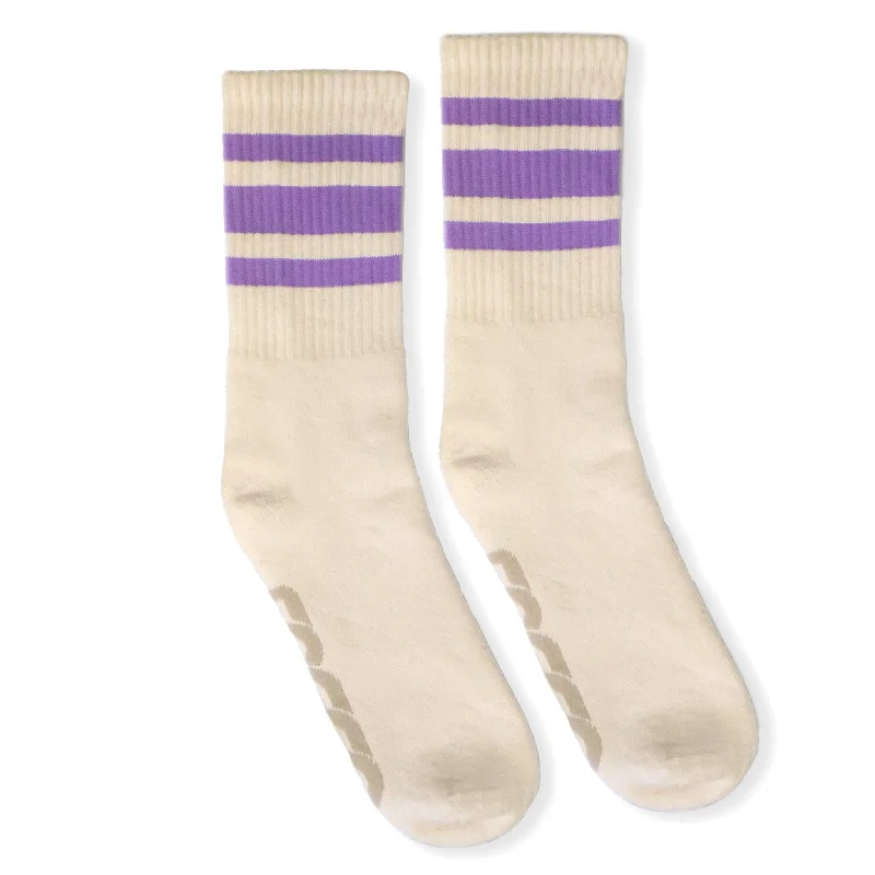 Trendy wool socks-SOCCO Naturals | Lilac Striped Socks