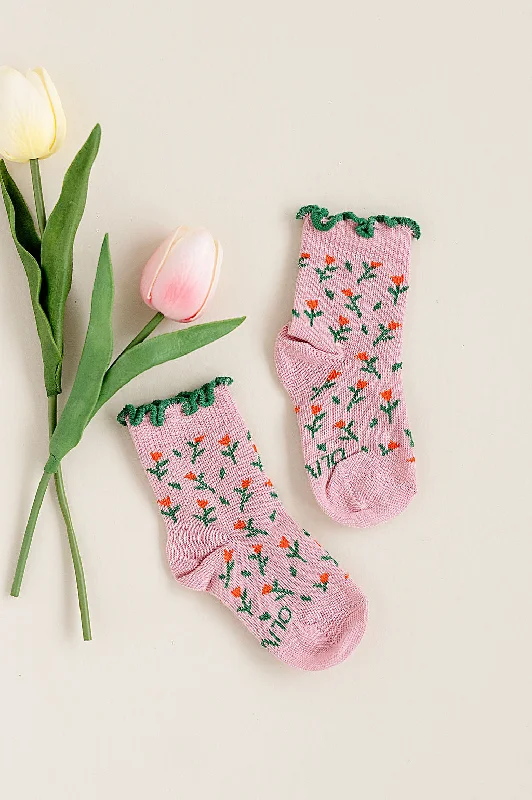 Cushioned holiday socks-Spring Tulips Sock