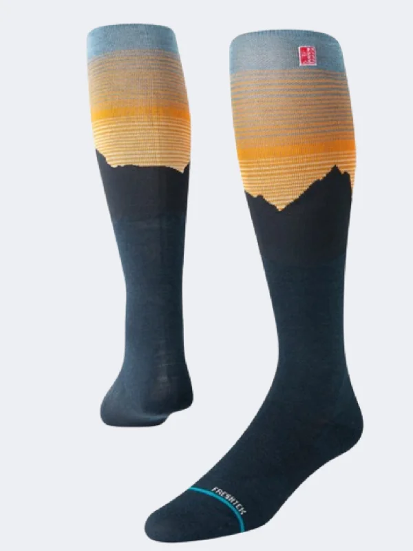 Warm running crew-Stance Rising Jimmy Chin Snow Unisex Skiing Sock Navy/Orange/Black