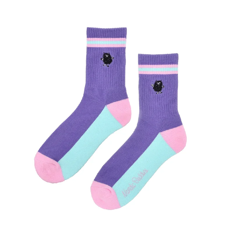 Luxury bamboo socks-Stinky Ladies Embroidery Socks Violet - Nordicbuddies