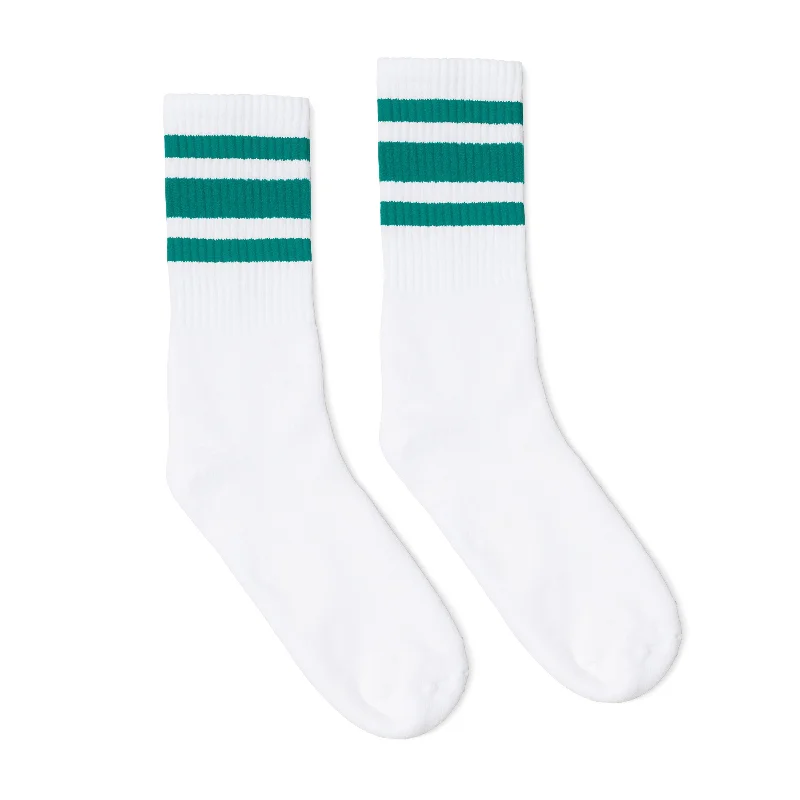 Fun dinosaur socks-Teal Striped Socks | White