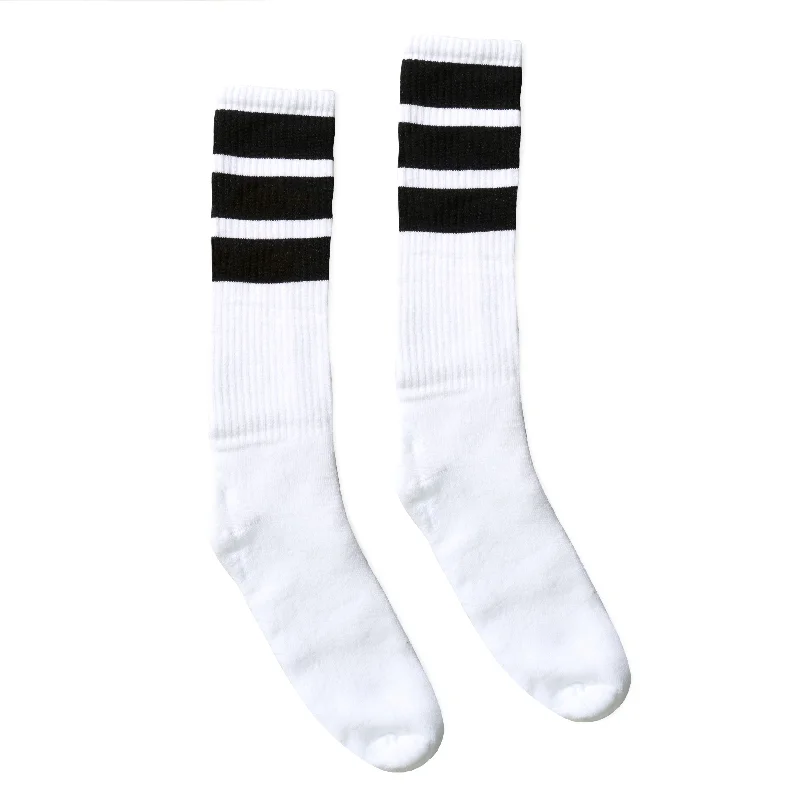 Lightweight animal socks-True Knee High Bold Stripes White | Black