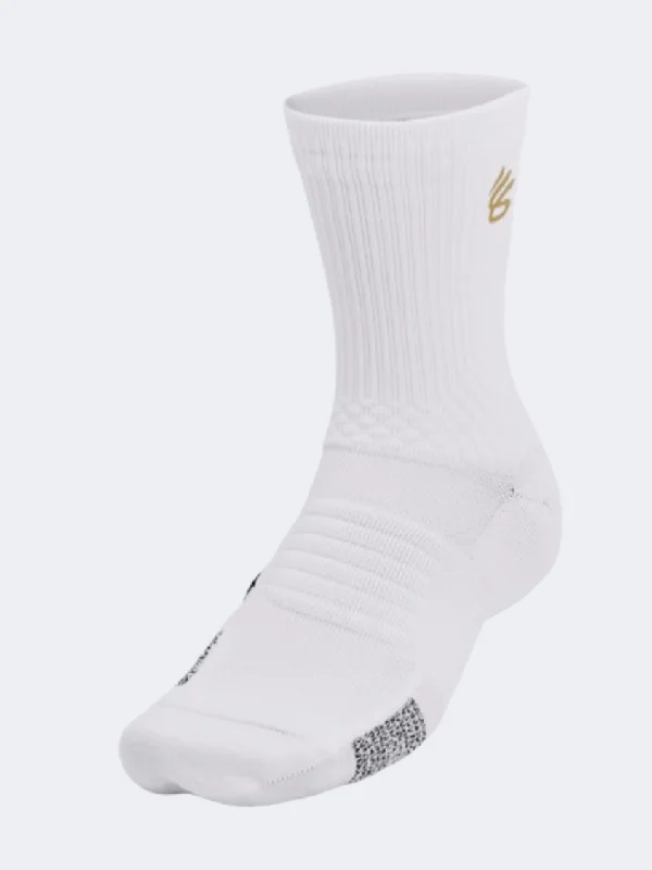 Classic beige socks-Under Armour Curry Unisex Basketball Sock White/Grey/Gold