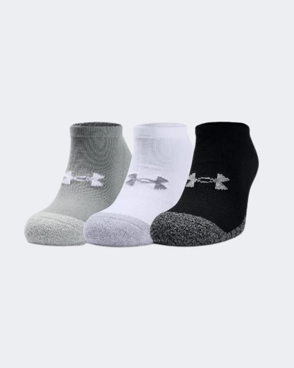 Non-skid pilates socks-Under Armour Heatgear® No Show 3-Pack Unisex Training Sock White/Steel