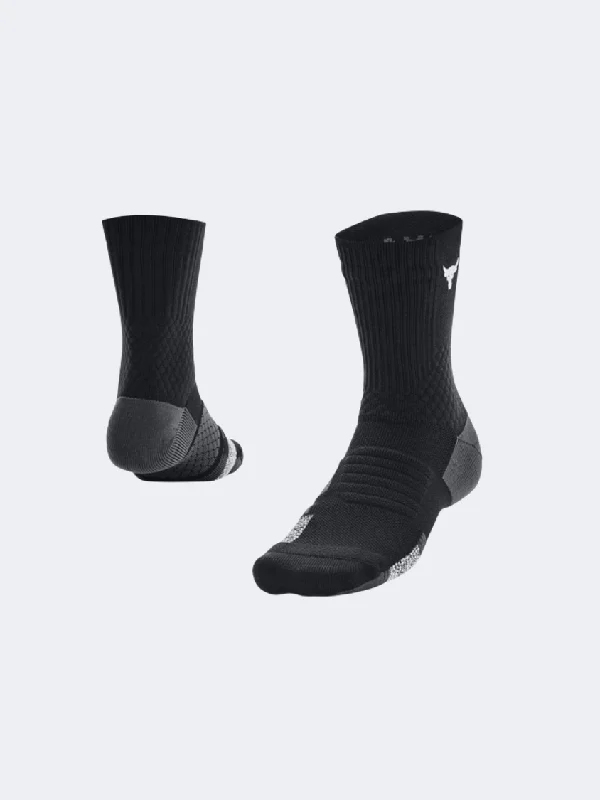 Breathable knit crew-Under Armour Project Rock Armourdry Playmaker Unisex Training Sock Black/Grey