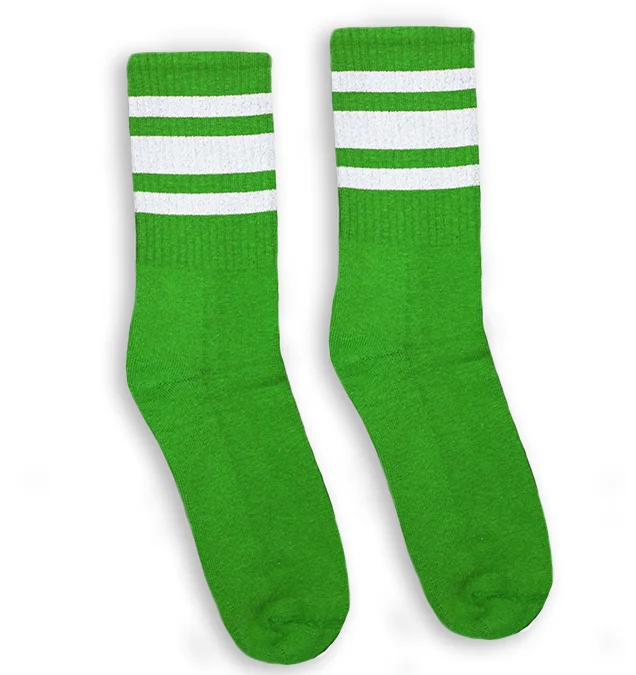 Fuzzy sports socks-White Striped Socks | Celtic Green